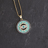Brass Enamel Flat Round with Evil Eye Pendant Necklaces for Women FS-WG1D116-02-1