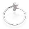 Rhodium Plated 925 Sterling Silver Micro Pave Cubic Zirconia Open Cuff Ring Settings STER-T007-128P-3
