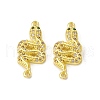 Brass Micro Pave Clear & Green Cubic Zirconia Connector Charms KK-E068-VB057-2