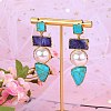 Synthetic Turquoise Rectangle & Triangle Dangle Stud Earrings JE1131A-5