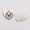 Tarnish Resistant Stainless Steel Heart Pendants STAS-L165-E05-2