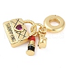 Rack Plating Brass Clear Cubic Zirconia Makeup European Dangle Charms KK-P287-34C-G-2