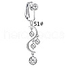 304 Stainless Steel Pave Clear Cubic Zirconia Clip on Belly Rings FS-WGD716D-03-1