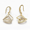 Brass Micro Pave Clear Cubic Zirconia Dangle Earrings KK-R117-015-NF-2