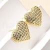 Heart Brass Micro Pave Cubic Zirconia Stud Earrings & Pendant Necklaces Sets SJEW-Z002-05G-3