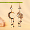 Moon & Star Bohemian Style Alloy with Rhinestone Dangle Earrings FS-WG4F242-01-1