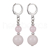 Round Natural Rose Quartz Dangle Earrings EJEW-JE05536-02-1