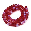 Frosted Transparent Glass Beads Strands GLAA-T032-T6mm-MBB20-2