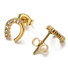 PVD Vacuum Plating 304 Stainless Steel Stud Earrings with Rhinestone for Women STAS-D087-21G-2