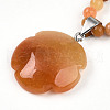 Natural Topaz Jade 4.5mm Round Beaded Flower Pendant Necklaces NJEW-T016-04N-5