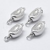 Anti-Tarnish Rhodium Plated 925 Sterling Silver Cubic Zirconia Box Clasps STER-F037-062P-1