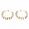 Brass Dangle Stud Earrings EJEW-S208-012-2