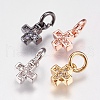 Brass Micro Pave Cubic Zirconia Tiny Cross Charms ZIRC-E147-61-1