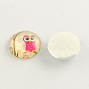 Cartoon Owl Pattern Flatback Half Round/Dome Glass Cabochons GGLA-R026-25mm-06-2