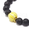Natural Lava Rock & Acrylic Braided Bead Bracelet BJEW-JB08554-03-4