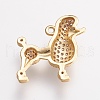 Brass Micro Pave Cubic Zirconia Puppy Pendants ZIRC-G123-52G-2