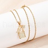 Lock & Key Brass Micro Pave Cubic Zirconia Pendant Neckalces NJEW-C076-16G-3