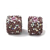 Cube Shape Polymer Clay Rhinestone Beads CLAY-NH0001-08B-1