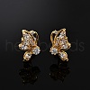 Butterfly Brass Micro Pave Clear Cubic Zirconia Stud Earrings EJEW-B131-01G-3