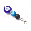 Handmade Evil Eye Lampwork Bead & Natural Black Agate Pendant Decorations HJEW-JM03200-4