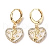 Real 18K Gold Plated Brass Dangle Leverback Earrings EJEW-L269-003G-02-1