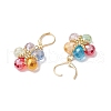 Glass & Glass Seed Beads Flower Pendant Necklaces & Hoop Earrings Sets SJEW-MZ00012-12
