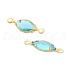 Brass Pave K9 Glass Connector Charms KK-Q059-01B-G-2