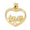 Rack Plating Brass Micro Pave Clear Cubic Zirconia Pendants KK-P267-11C-G-1