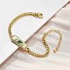 Brass Cuban Link Chain Bracelets BJEW-A035-02G-1