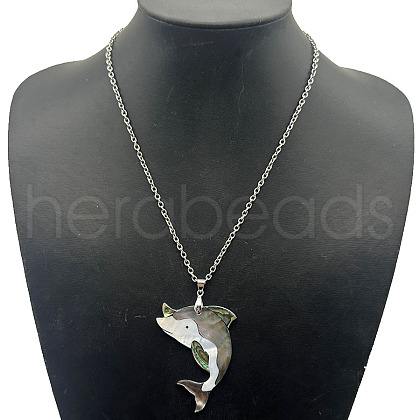 Fashionable Alloy Pave Natural Mixed Shell Pendant Necklaces DT8529-5-1