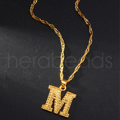 Brass Initial Pendant Necklaces FS-WG68BA5-13-1