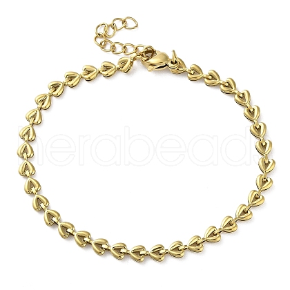 304 Stainless Steel Heart Link Chain Bracelets for Women BJEW-G712-01G-1