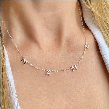 Stylish 925 Silver MAMA Letter Link Chain Necklaces for Mother's Day Gift ON4578-5-1