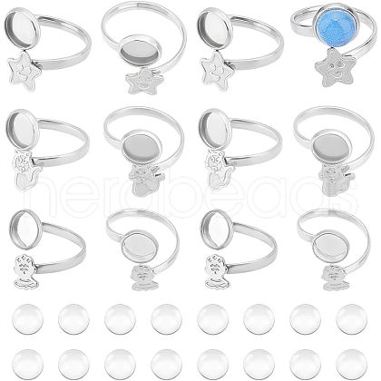 Unicraftale DIY Flat Round Blank Dome Cuff Ring Making Kit STAS-UN0039-46-1