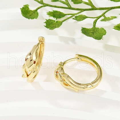 Snake Brass Micro Pave Cubic Zirconia Hoop Earrings EJEW-L299-03G-1