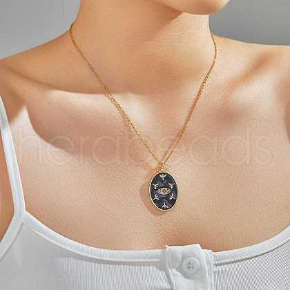 Elegant Brass Pave Clear Cubic Zirconia with Enamel Lucky Eye Necklaces RW8317-3-1