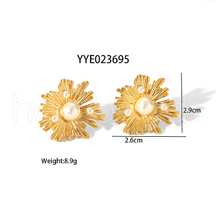 Imitation Pearl Flower Irregular Vintage Stud Earrings HQ5475-2-1
