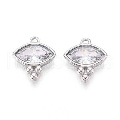 304 Stainless Steel Micro Pave Cubic Zirconia Charms STAS-N109-196P-1