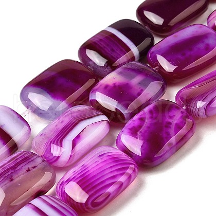 Natural Striped Agate/Banded Agate Beads Strands G-B137-B01-01H-1