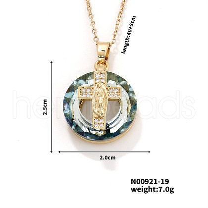 Vintage Sparkling Rhinestone Cross Virgin Pendant Necklaces HU5269-1-1