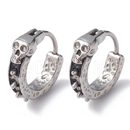 316 Stainless Steel Skull Hoop Earrings for Men Women EJEW-C045-03-1