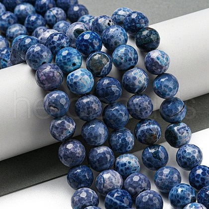 Faceted Natural Fire Crackle Agate Beads Strands G-F447-12mm-J07-1