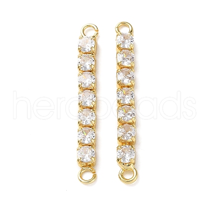 Rack Plating Brass Pave Cubic Zirconia Connector Charms KK-D044-01A-G-01-1