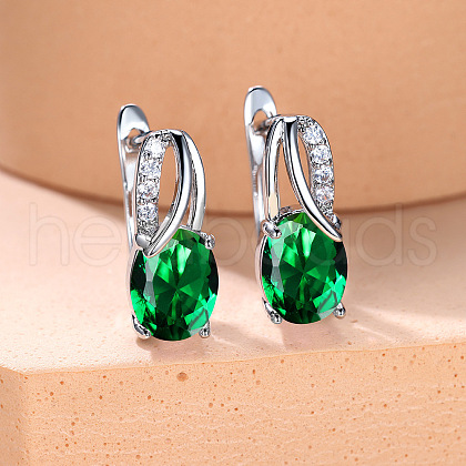 Brass Cubic Zirconia Stud Earrings WG92DFF-04-1