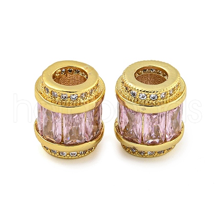 Rack Plating Brass Micro Pave Cubic Zirconia European Beads KK-F089-31G-02-1