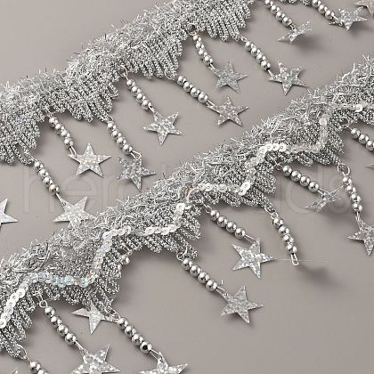 Sparkle Polyester Tassel Lace Trims OCOR-WH0071-023A-1