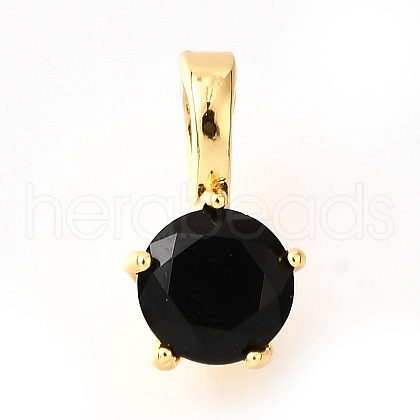 Brass Micro Pave Cubic Zirconia Charms KK-D356-05E-G-1