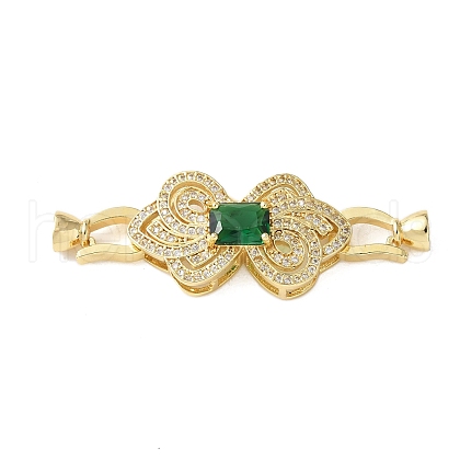 Bowknot Brass Micro Pave Cubic Zirconia Fold Over Clasps KK-A252-17G-1