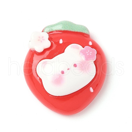 Strawberry Bear Theme Opaque Resin Cabochons CRES-D301-01F-1