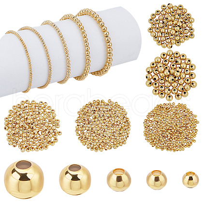 695Pcs 5 Size Brass Round Spacer Beads KK-PH0036-74-NR-1